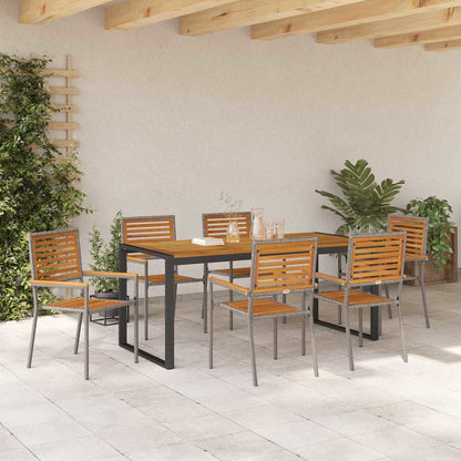 Set da Pranzo per Giardino 7 pcs Grigio e Marrone polyrattan | homemem39