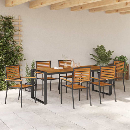 Set da Pranzo per Giardino 7 pcs Nero e Marrone polyrattan
