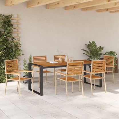 Set da Pranzo per Giardino 7 pcs Beige e Marrone polyrattan