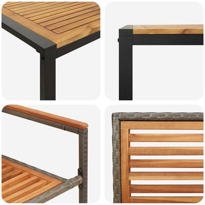 Set da Pranzo per Giardino 9 pcs Grigio e Marrone polyrattan