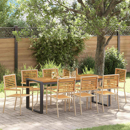 Set da Pranzo per Giardino 9 pcs Beige e Marrone polyrattan