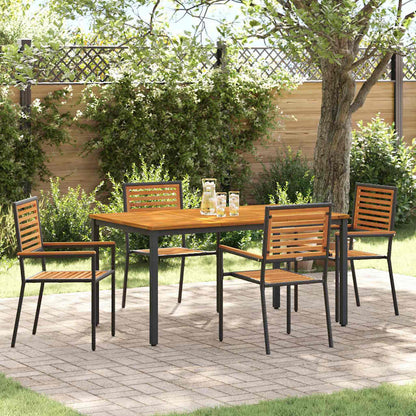 Set da Pranzo per Giardino 5 pcs Nero e Marrone polyrattan