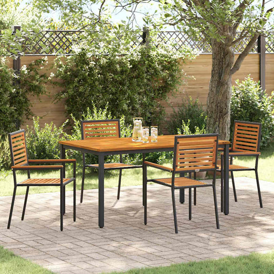 Set da Pranzo per Giardino 5 pcs Nero e Marrone polyrattan