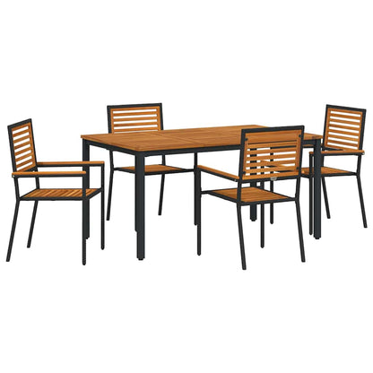 Set da Pranzo per Giardino 5 pcs Nero e Marrone polyrattan