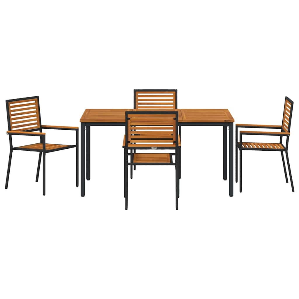 Set da Pranzo per Giardino 5 pcs Nero e Marrone polyrattan