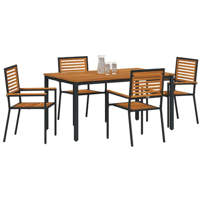 Set da Pranzo per Giardino 5 pcs Nero e Marrone polyrattan