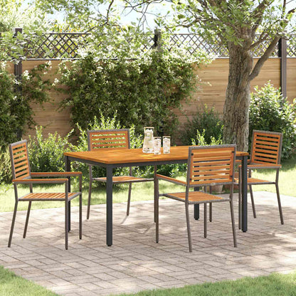Set da Pranzo per Giardino 5 pcs Grigio e Marrone polyrattan