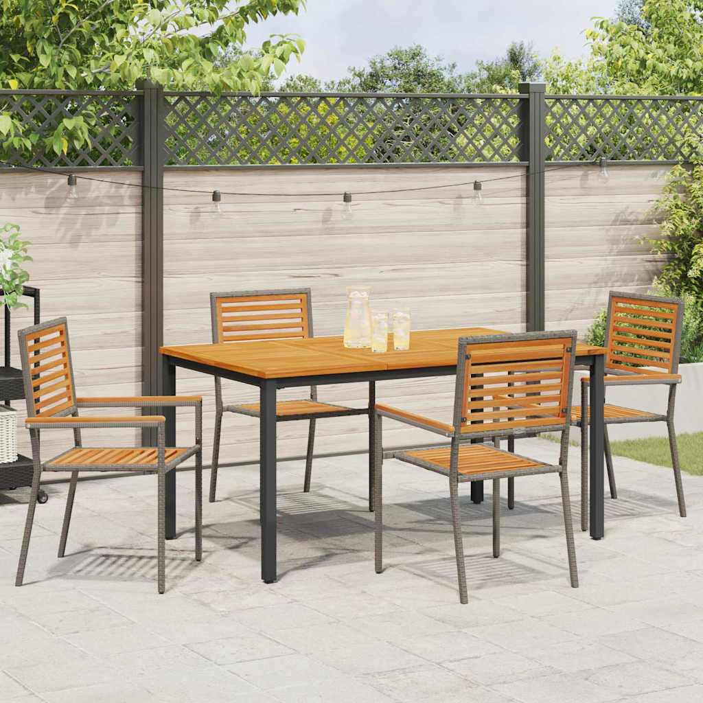 Set da Pranzo per Giardino 5 pcs Grigio e Marrone polyrattan