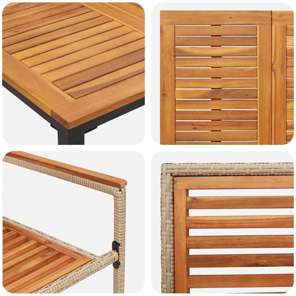 Set da Pranzo per Giardino 4 pcs Beige e Marrone polyrattan