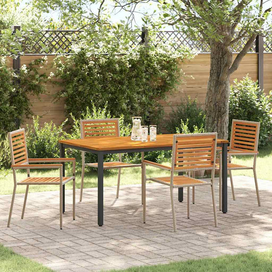Set da Pranzo per Giardino 4 pcs Beige e Marrone polyrattan