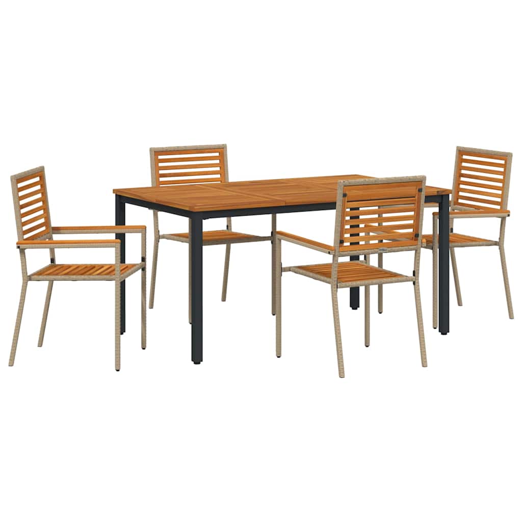 Set da Pranzo per Giardino 4 pcs Beige e Marrone polyrattan