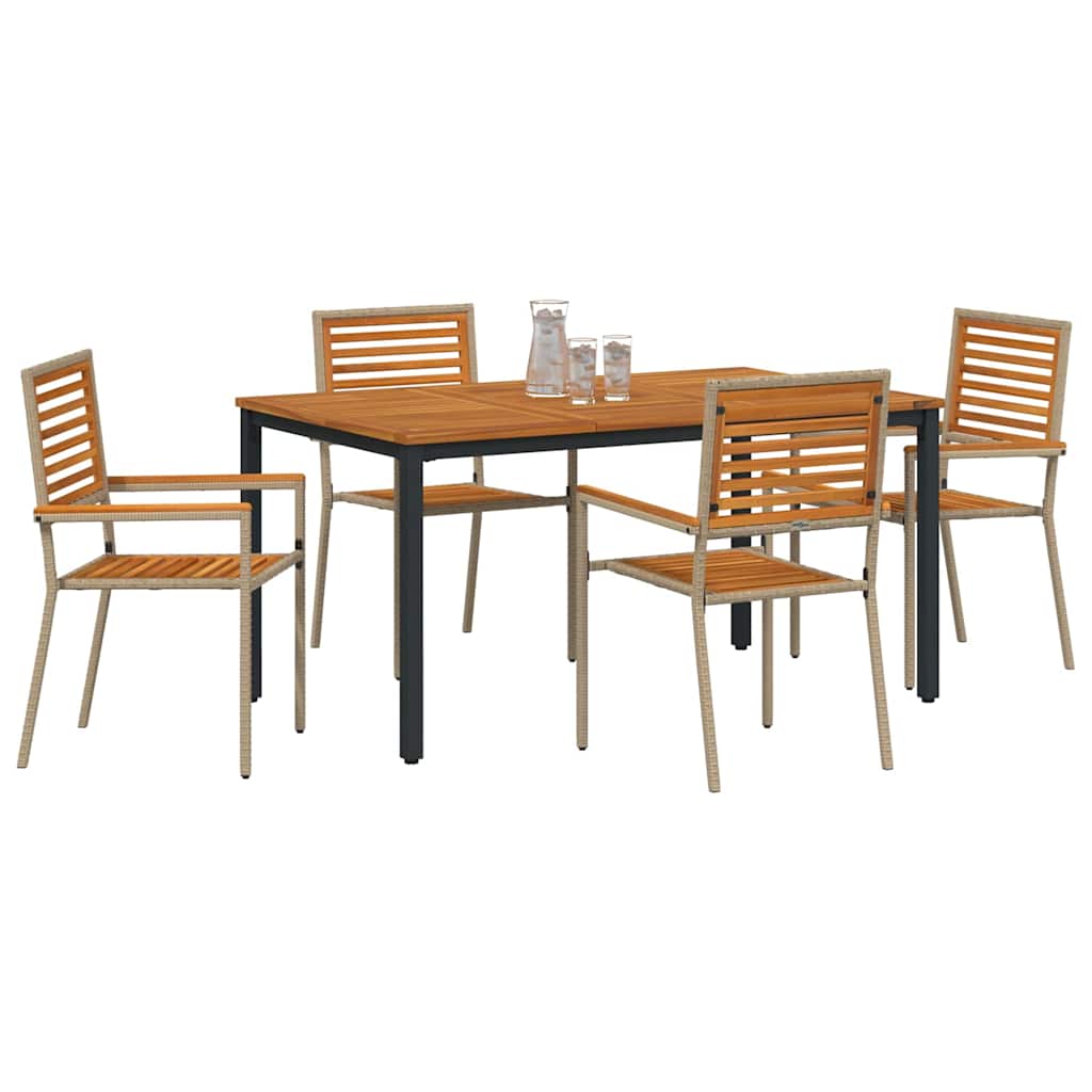 Set da Pranzo per Giardino 4 pcs Beige e Marrone polyrattan