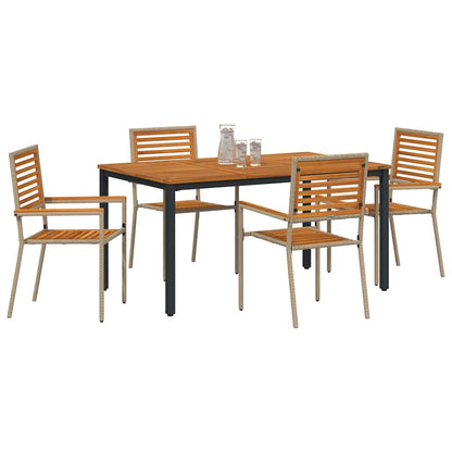 Set da Pranzo per Giardino 4 pcs Beige e Marrone polyrattan