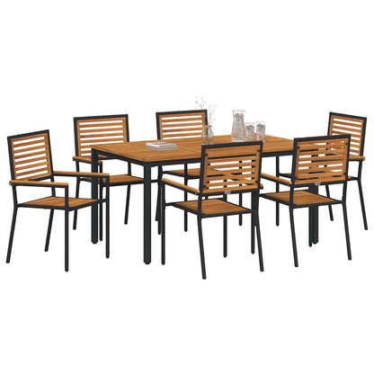 Set da Pranzo per Giardino 7 pcs Nero e Marrone polyrattan