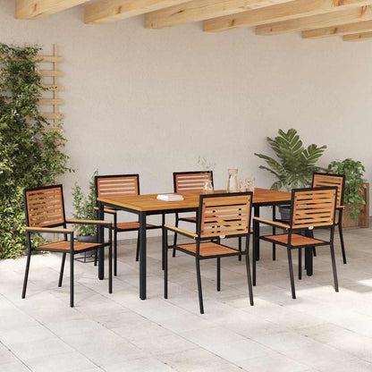 Set da Pranzo per Giardino 7 pcs Nero e Marrone polyrattan