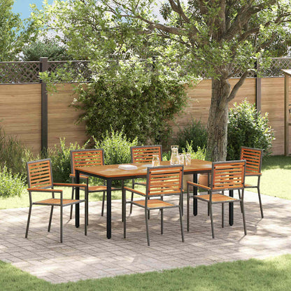 Set da Pranzo per Giardino 7 pcs Grigio e Marrone polyrattan