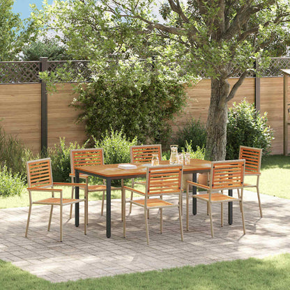 Set da Pranzo per Giardino 7 pcs Beige e Marrone polyrattan