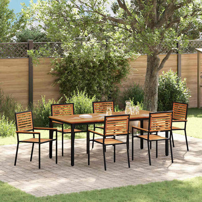 Set da Pranzo per Giardino 7 pcs Nero e Marrone polyrattan