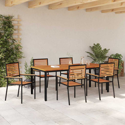 Set da Pranzo per Giardino 7 pcs Nero e Marrone polyrattan
