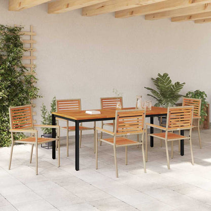 Set da Pranzo per Giardino 7 pcs Beige e Marrone polyrattan