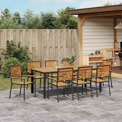 Set da Pranzo per Giardino 9 pcs Nero e Marrone polyrattan