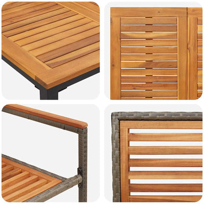 Set da Pranzo per Giardino 9 pcs Grigio e Marrone polyrattan