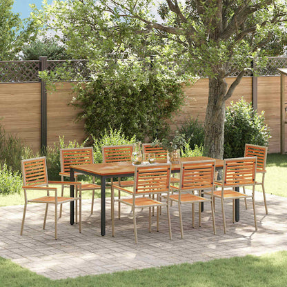 Set da Pranzo per Giardino 9 pcs Beige e Marrone polyrattan