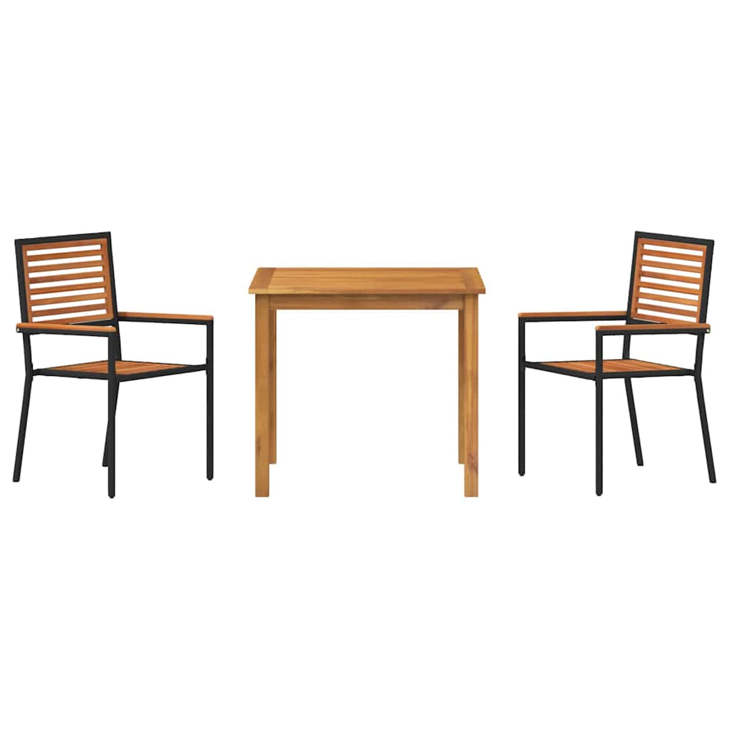 Set da Pranzo per Giardino 3 pcs Nero Poly Rattan - homemem39