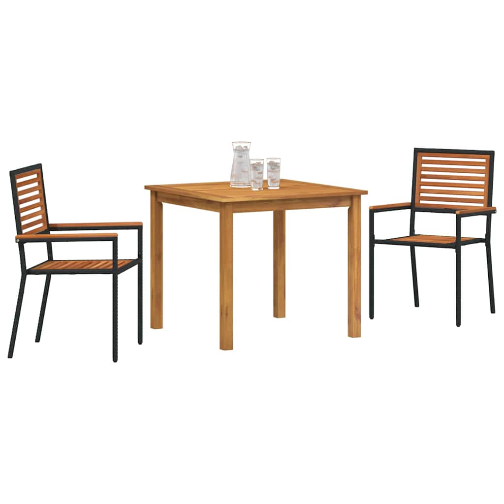 Set da Pranzo per Giardino 3 pcs Nero Poly Rattan - homemem39