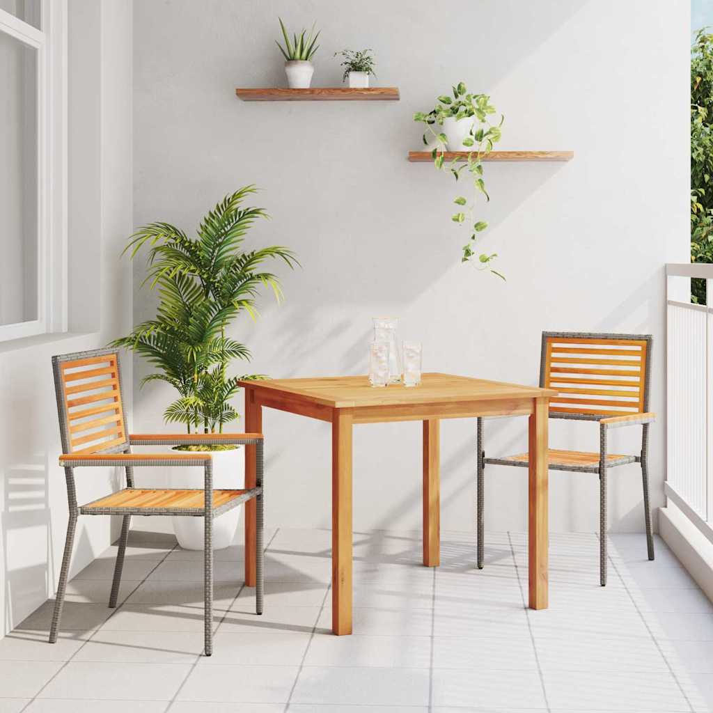 Set da Pranzo per Giardino 3 pcs Grigio Poly Rattan - homemem39