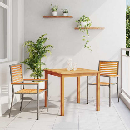 Set da Pranzo per Giardino 3 pcs Grigio Poly Rattan - homemem39