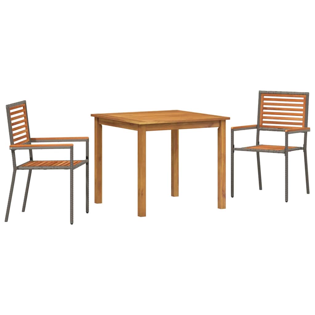 Set da Pranzo per Giardino 3 pcs Grigio Poly Rattan - homemem39