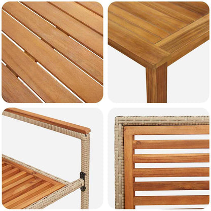 Set da Pranzo per Giardino 3 pcs Beige Poly Rattan - homemem39