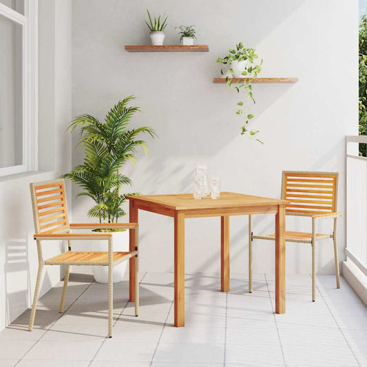 Set da Pranzo per Giardino 3 pcs Beige Poly Rattan - homemem39