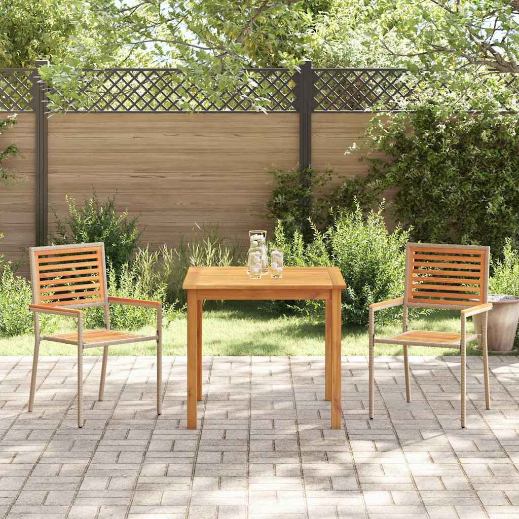Set da Pranzo per Giardino 3 pcs Beige Poly Rattan - homemem39