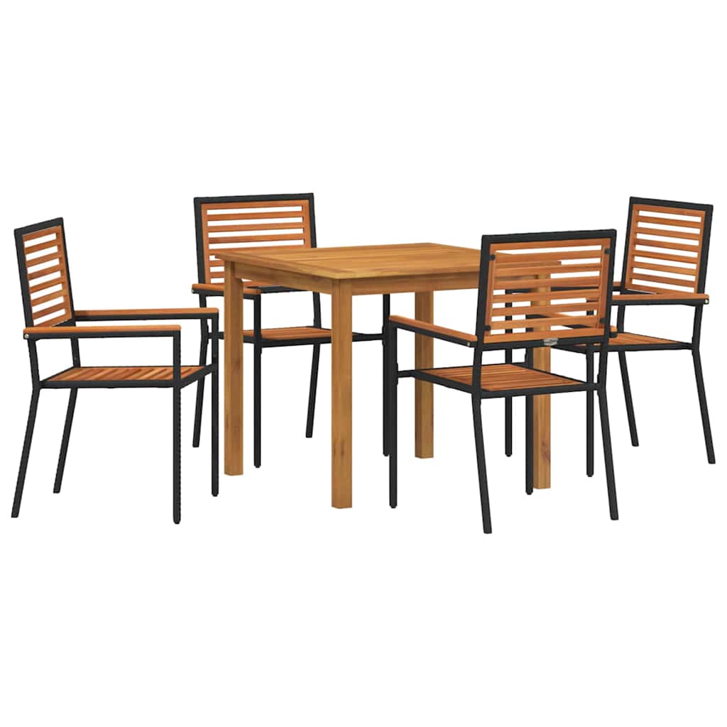 Set da Pranzo per Giardino 5 pcs Nero Poly Rattan - homemem39