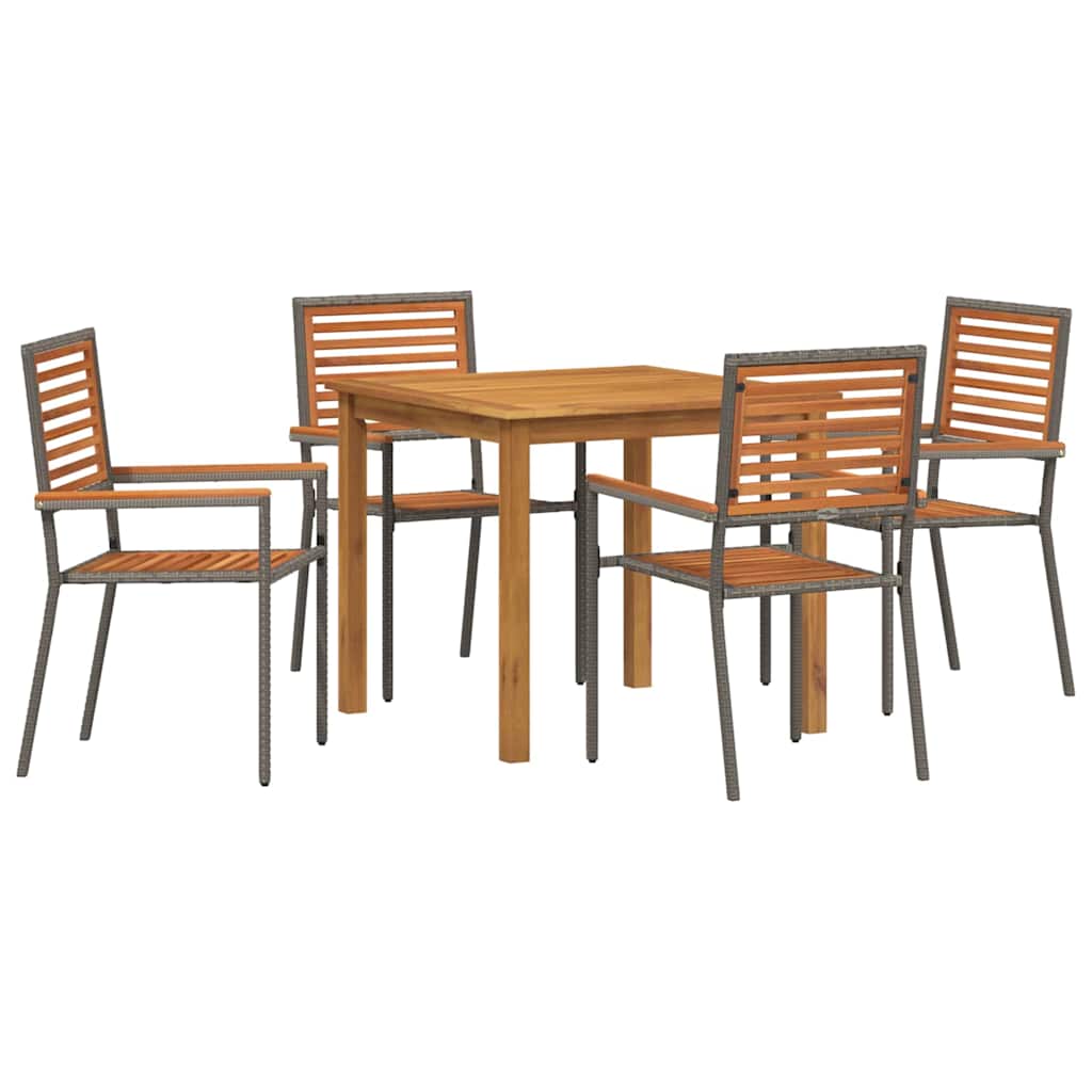 Set da Pranzo per Giardino 5 pcs Grigio Poly Rattan - homemem39