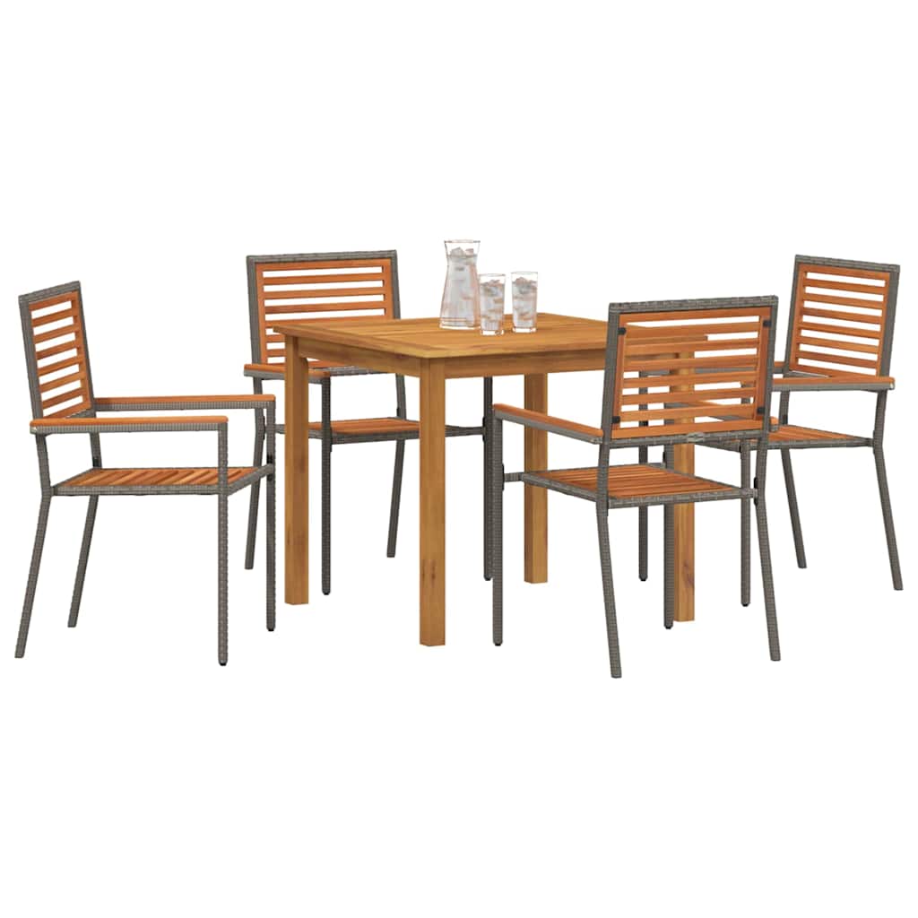 Set da Pranzo per Giardino 5 pcs Grigio Poly Rattan - homemem39