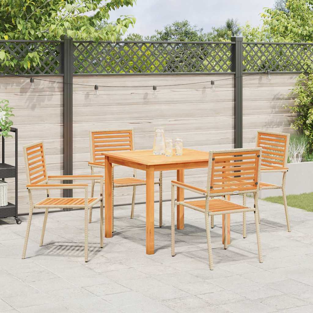 Set da Pranzo per Giardino 5 pcs Beige Poly Rattan - homemem39