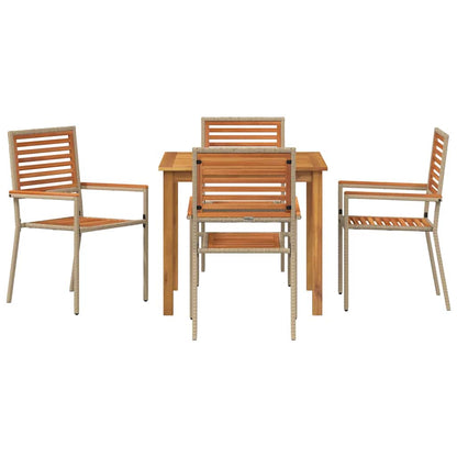 Set da Pranzo per Giardino 5 pcs Beige Poly Rattan - homemem39