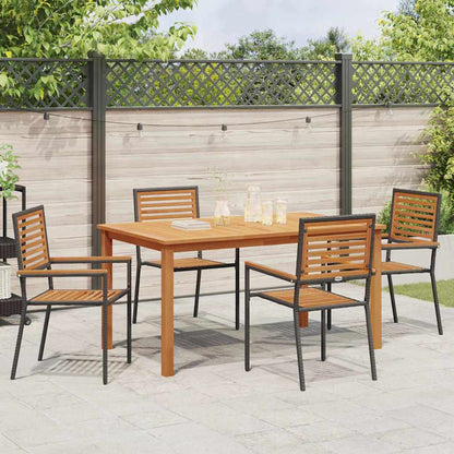Set da Pranzo per Giardino 5 pcs Nero Poly Rattan - homemem39