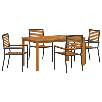 Set da Pranzo per Giardino 5 pcs Nero Poly Rattan - homemem39