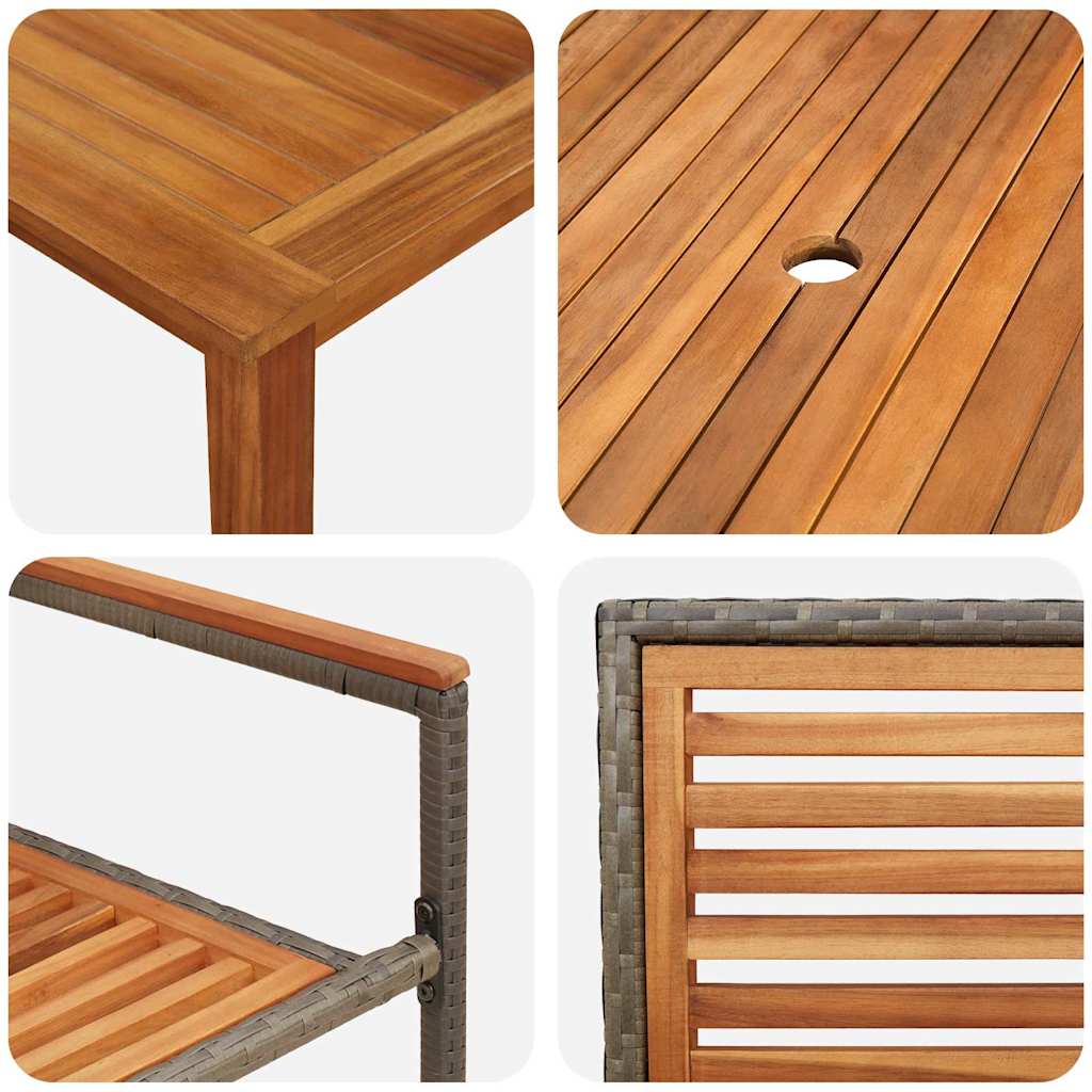 Set da Pranzo per Giardino 5 pcs Grigio