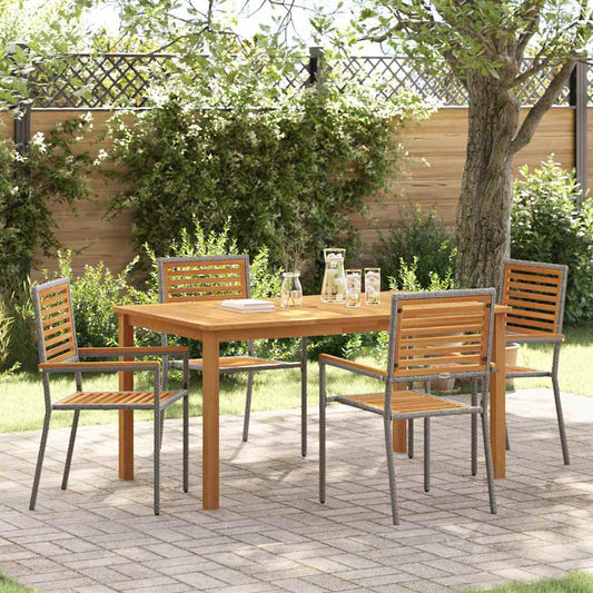 Set da Pranzo per Giardino 5 pcs Grigio