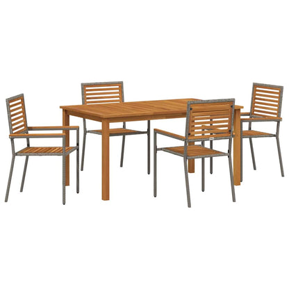 Set da Pranzo per Giardino 5 pcs Grigio