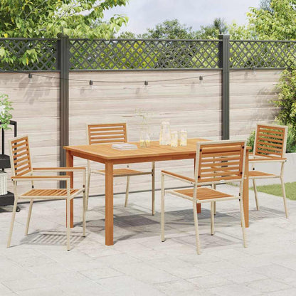 Set da Pranzo per Giardino 5 pcs Beige Poly Rattan - homemem39
