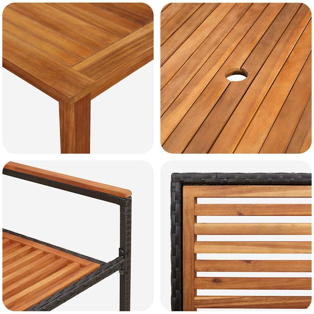 Set da Pranzo per Giardino 7 pcs Nero Poly Rattan - homemem39