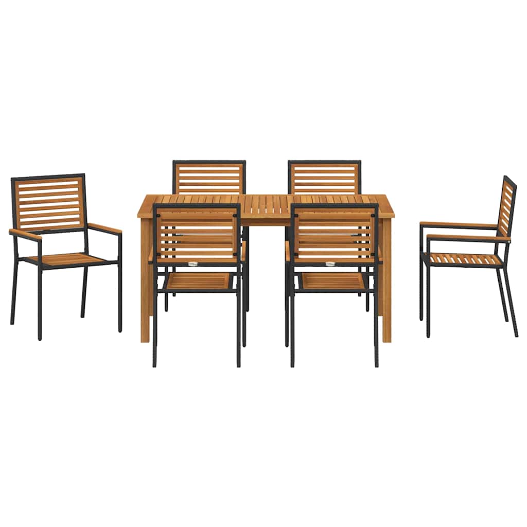 Set da Pranzo per Giardino 7 pcs Nero Poly Rattan - homemem39