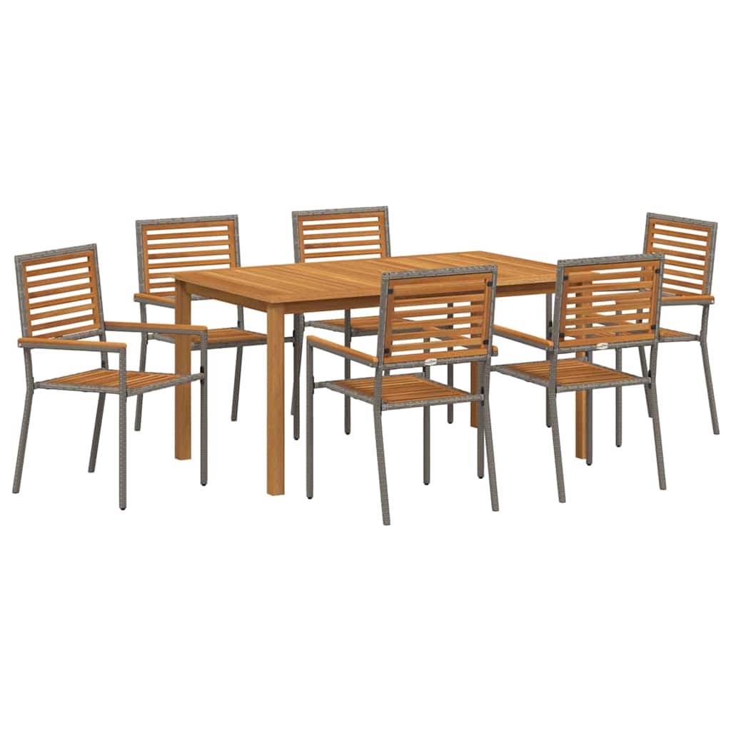 Set da Pranzo per Giardino 7 pcs Grigio