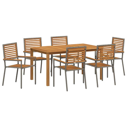Set da Pranzo per Giardino 7 pcs Grigio